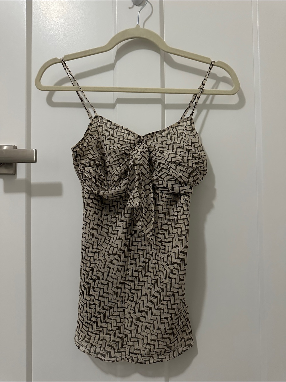 The Limited Beige and Black Patterned Tie-Front Camisole